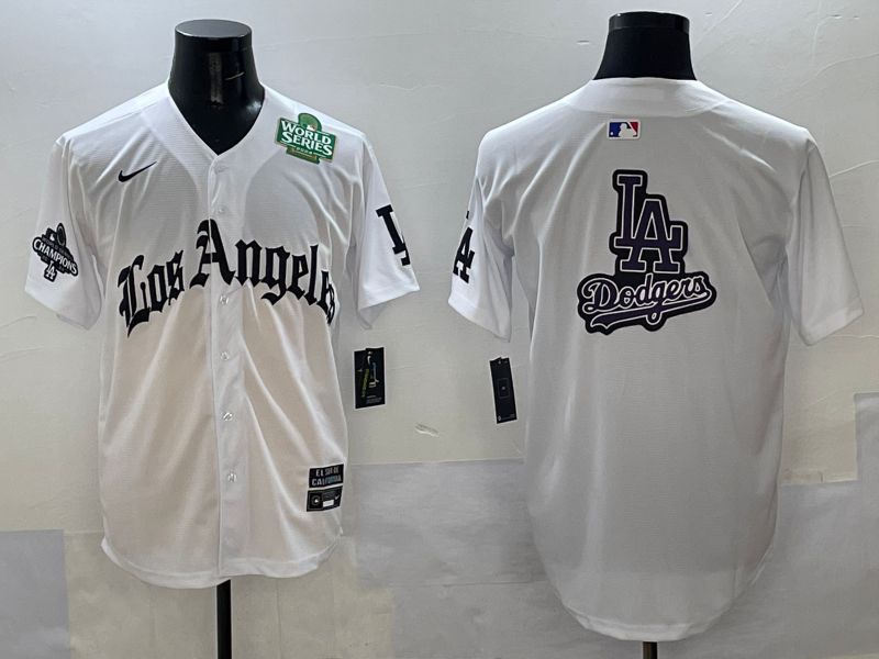 Men Los Angeles Dodgers Blank White Five generations Joint Name 2025 Nike MLB Jersey style 63->los angeles dodgers->MLB Jersey